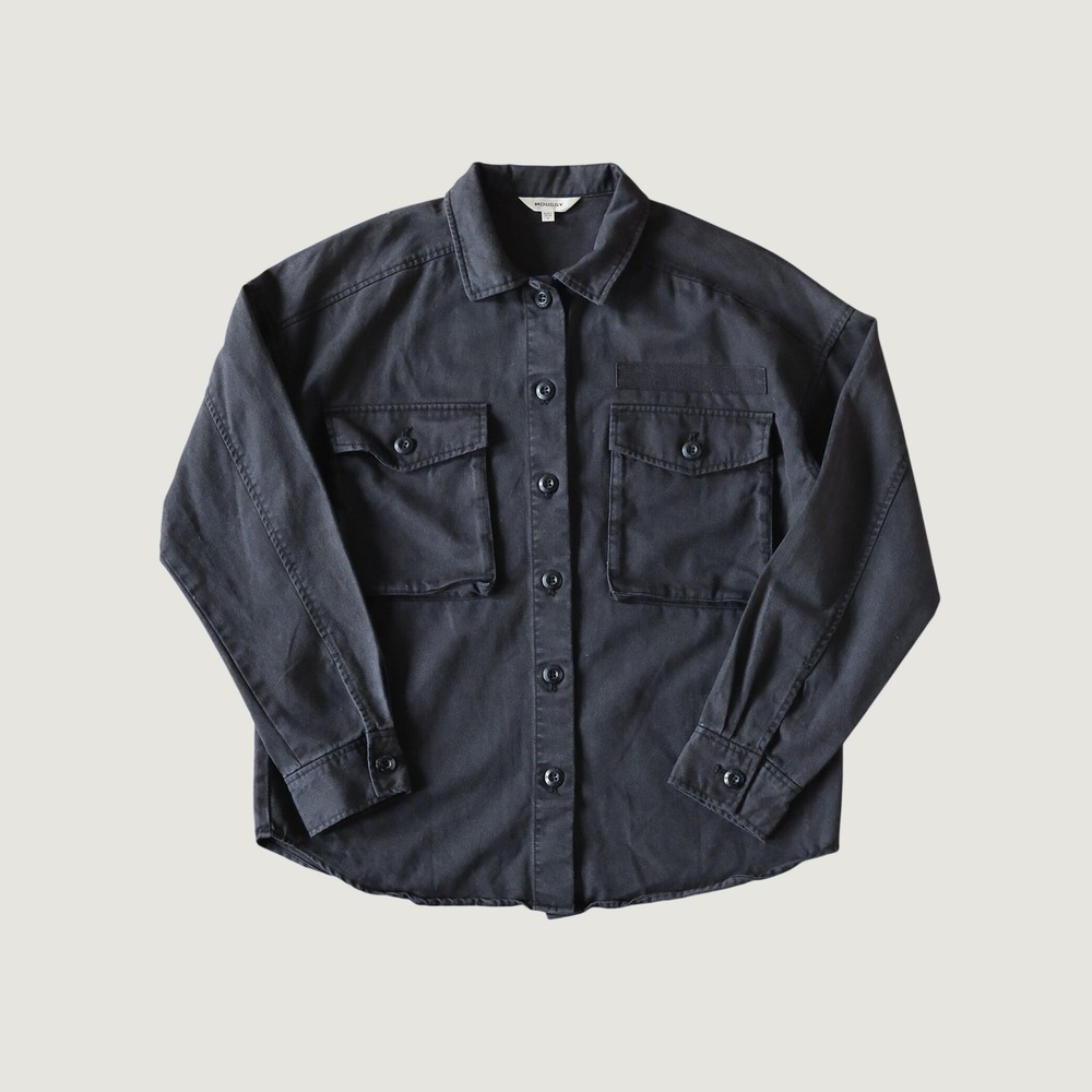 Moussy Jacket Womens Black Embroidered Utility Military Oversized F Shacket